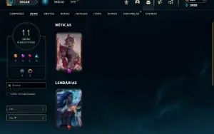 Platina 3 com 22 Champs e 11 Skins + 1 Mitica da Ashe (ADC)