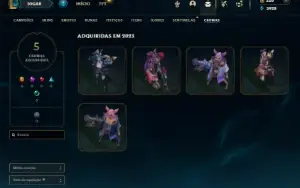 Platina 3 com 22 Champs e 11 Skins + 1 Mitica da Ashe (ADC)