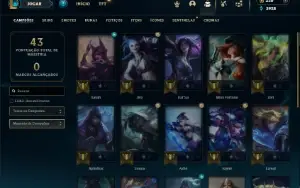 Platina 3 com 22 Champs e 11 Skins + 1 Mitica da Ashe (ADC)