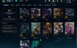 Platina 3 com 22 Champs e 11 Skins + 1 Mitica da Ashe (ADC)