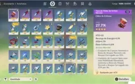 Genshin impact lv 40 com Diluc +Fischl + Barbara + Xiangling