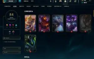 Unranked com 150 Champs e 84 Skins ( JG / MID / TOP )
