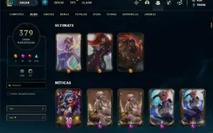 Conta Unranked com TODOS os champs  e 379 Skin + 4 Prestigio