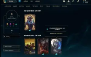 Conta ouro 4 com 4 skins e 23 champs