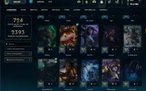 Platina 4 com TODOS os champs e 327 Skins + 70 Maestrias 7