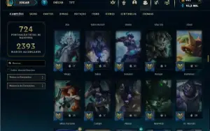 Platina 4 com TODOS os champs e 327 Skins + 70 Maestrias 7