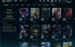 Platina 4 com TODOS os champs e 327 Skins + 70 Maestrias 7