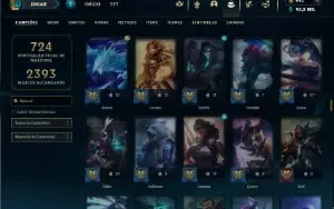 Platina 4 com TODOS os champs e 327 Skins + 70 Maestrias 7