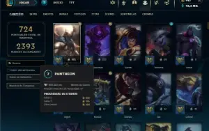 Platina 4 com TODOS os champs e 327 Skins + 70 Maestrias 7