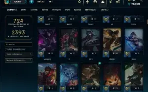 Platina 4 com TODOS os champs e 327 Skins + 70 Maestrias 7