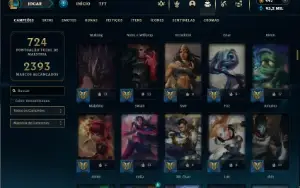 Platina 4 com TODOS os champs e 327 Skins + 70 Maestrias 7