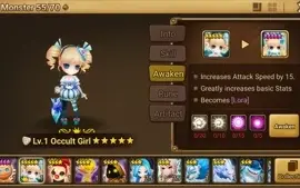 Reroll Summoners War lvl10 com Occult Girl Light - Lora