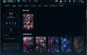 Conta prata 2 com 123 champs e 54 skins
