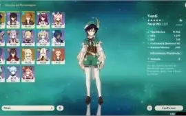 Conta Genshin AR 40 (venti, tartaglia, tumulo do lobo)