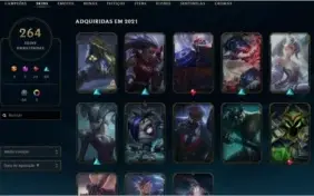 Conta platina 4 todos campeões 264 Skins!!