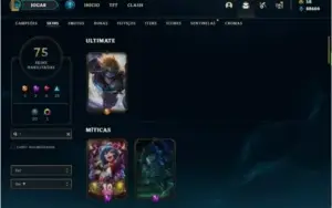 Conta Unranked com TODOS os champs e 75 Skins