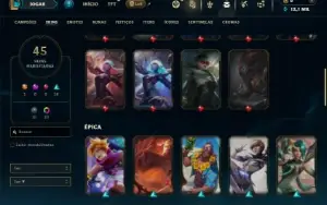 Unranked com 65 Champs e 45 Skins