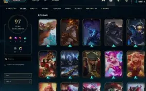 97 skins caras, com 21k de essência.