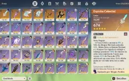 Conta Genshin Impact AR59 13 Personagens T5 + 3 armas T5