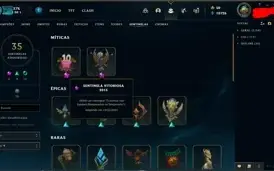Vendo Conta Lol Platina 1, 340 skins, 7 skins vitoriosas