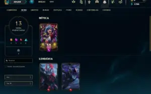 Ouro 2 com 35 Champs e 13 Skins + 1 Fragmento