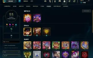Ouro 2 com 35 Champs e 13 Skins + 1 Fragmento