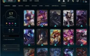 Conta unranked MONO ADC com 57 skins e 75 champs