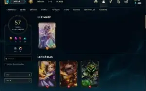 Conta unranked MONO ADC com 57 skins e 75 champs