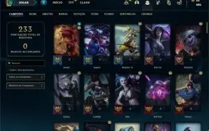 Conta bronze 4 com 110 Champs e 87 Skins + 27 Espolios