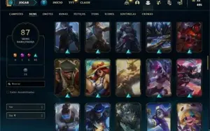 Conta bronze 4 com 110 Champs e 87 Skins + 27 Espolios