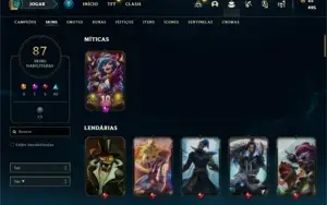 Conta bronze 4 com 110 Champs e 87 Skins + 27 Espolios