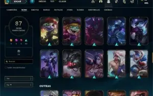 Conta bronze 4 com 110 Champs e 87 Skins + 27 Espolios