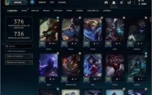 Conta ouro 4 com TODOS os champs, 189 skins e 1,6kk de riven