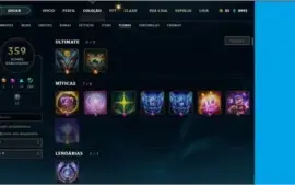 CONTA LEAGUE OF LEGENDS OURO 2, QUASE FULL CHAMP, 389 SKINS