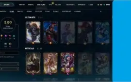 CONTA LEAGUE OF LEGENDS OURO 2, QUASE FULL CHAMP, 389 SKINS