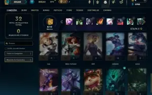 Mestre com 31 Champs e 3 Skins + 5 Fragmentos