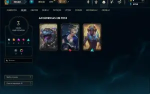 Mestre com 31 Champs e 3 Skins + 5 Fragmentos