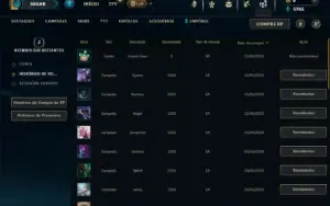 Mestre com 31 Champs e 3 Skins + 5 Fragmentos