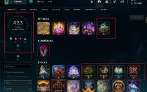 Todos os campeões e muitas skins