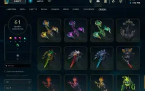 Todos os campeões e muitas skins