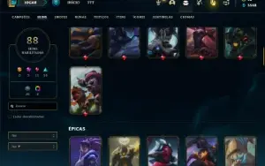 Conta Unranked com 95 Champs e 88 Skins + 2 Prestigios Fizz