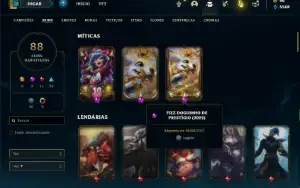Conta Unranked com 95 Champs e 88 Skins + 2 Prestigios Fizz