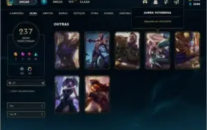 Conta platina 4 com 150 champs e 237 skins + 3 Skins RARAS
