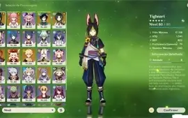 Conta genhsin com 7 personagens 5* e 3 armas 5* e +++