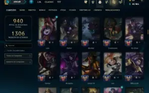 Platina 4 com TODOS os Champs e 296 Skins ( ADC / SUP / JG )