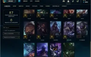 Conta unranked coim 7 skins e 34 champs