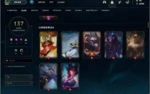 Conta Diamante 4, com 138 Campeões e 137 skins tops