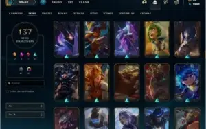 Conta Diamante 4, com 138 Campeões e 137 skins tops