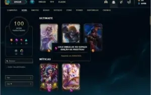 Conta ouro 1 com 102 champs e 100 skins ( MAIN SUPORTE )