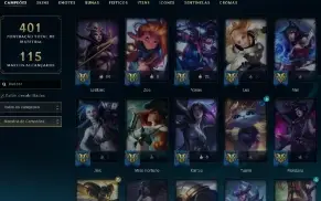 Platina 1 com 150 Champs e 170 Skins ( ADC / MID / SUP )